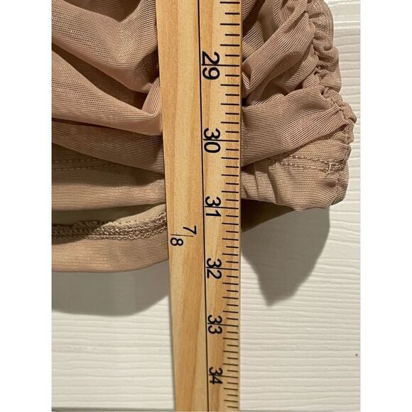 NWOT Michael Costello x REVOLVE Franky Mini Ruched Long Sleeve Nude Dress Medium - Picture 11 of 13